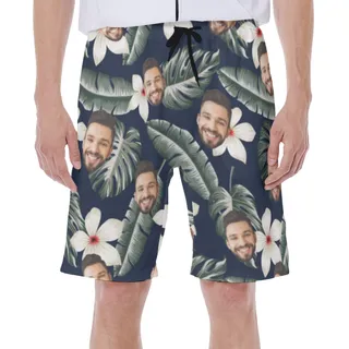 Cool Custom Face Hibiscus Men's Swimtrunk