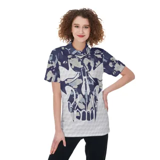 Women's Blue Skull Golf Shirt