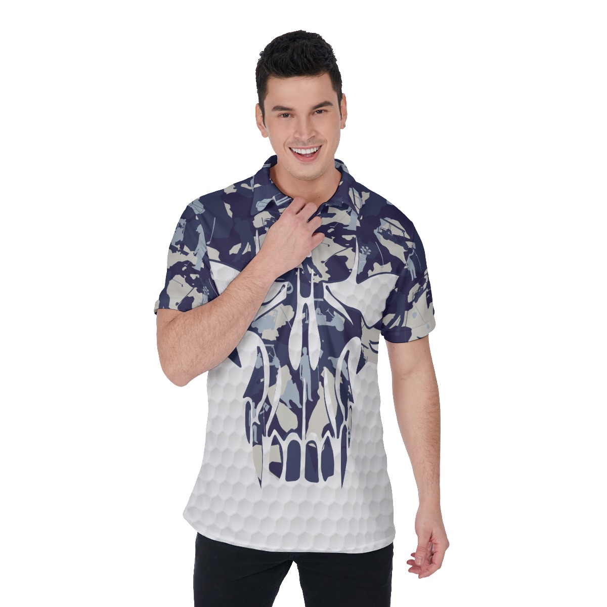 Blue Skull Golf Shirt For Men - variant image 1