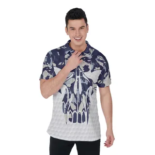 Blue Skull Golf Shirt For Men