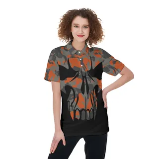Black Skull Golf Shirt For Women