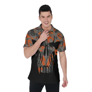 Camo Skull Black Men's Golf Shirt