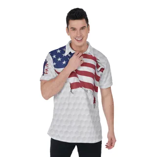 The Golf Father Patriotic Men's Hawaiian Polo Shirt
