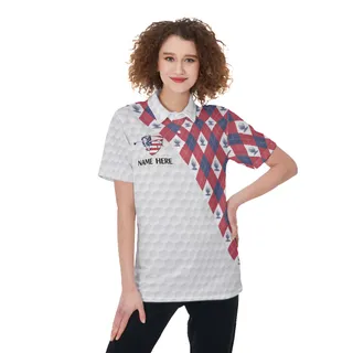 Custom Name Patriotic Women's Golf Shirt