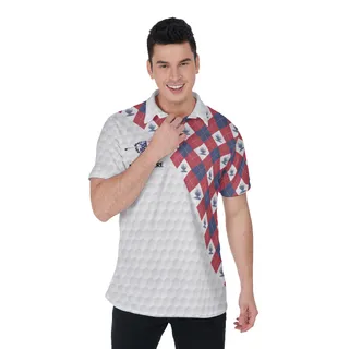 Custom Name American Flag With Golf Argyle Pattern Polo Shirt