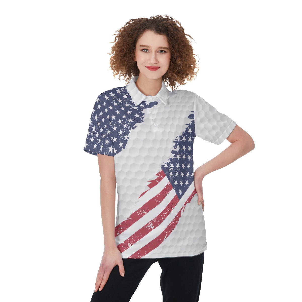 American Flag Women's Golf Shirt - variant image 1