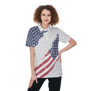 American Flag Women's Golf Shirt