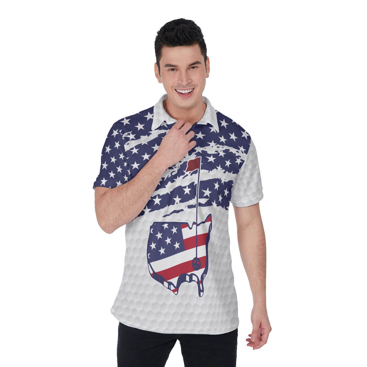 American Flag Men's Golf Shirt - variant image 1
