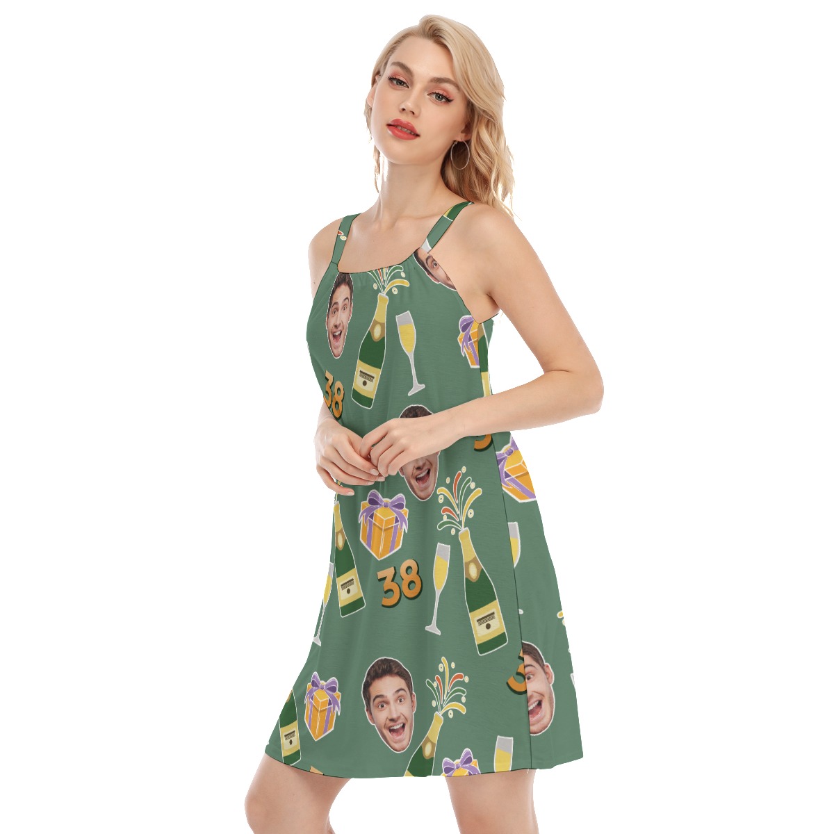 Custom Face And Age Birthday Hawaiian Cami Dress For Women
