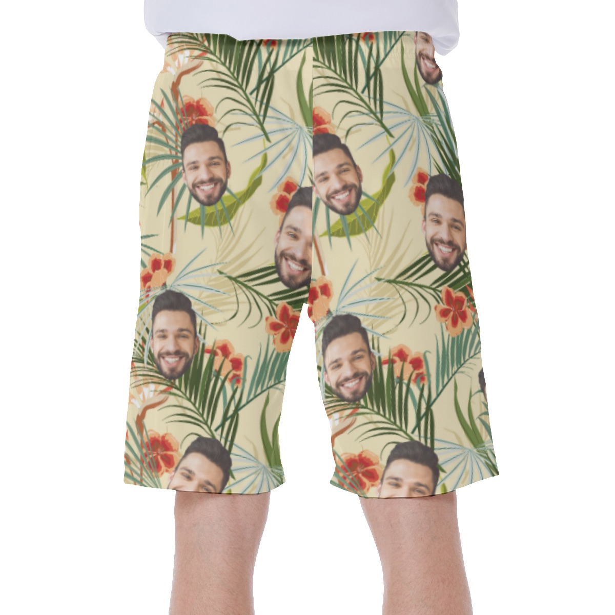 Funny Vintage Floral Custom Face Men's Swim Trunks