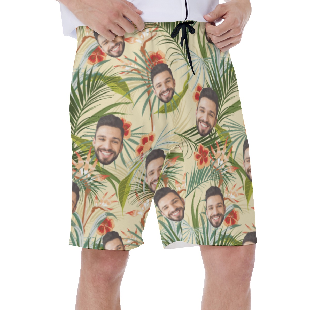 Funny Vintage Floral Custom Face Men's Swim Trunks