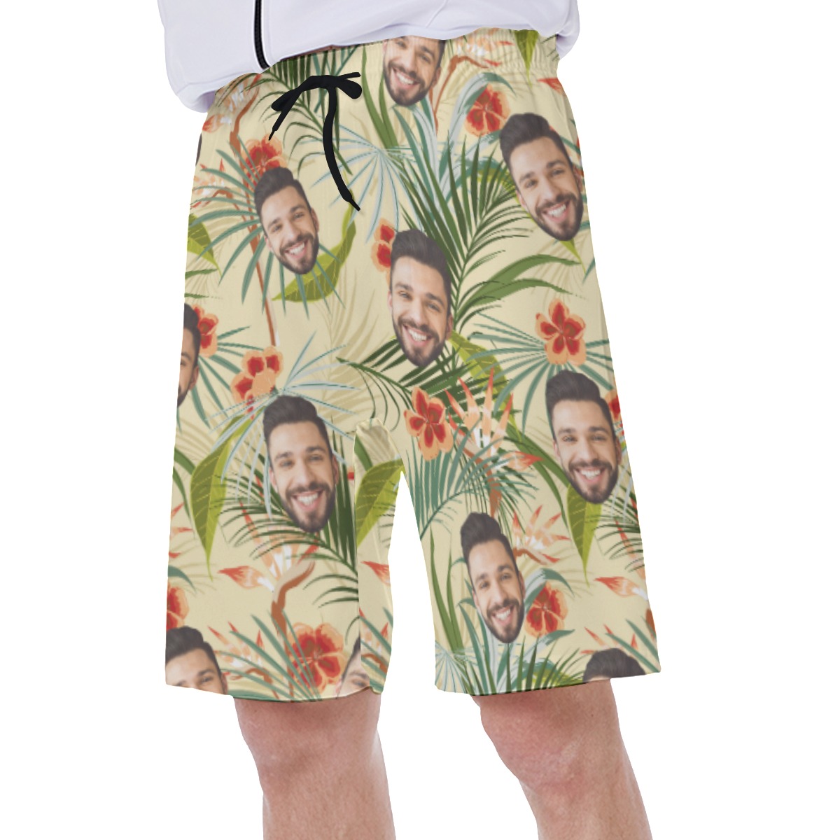 Funny Vintage Floral Custom Face Men's Swim Trunks