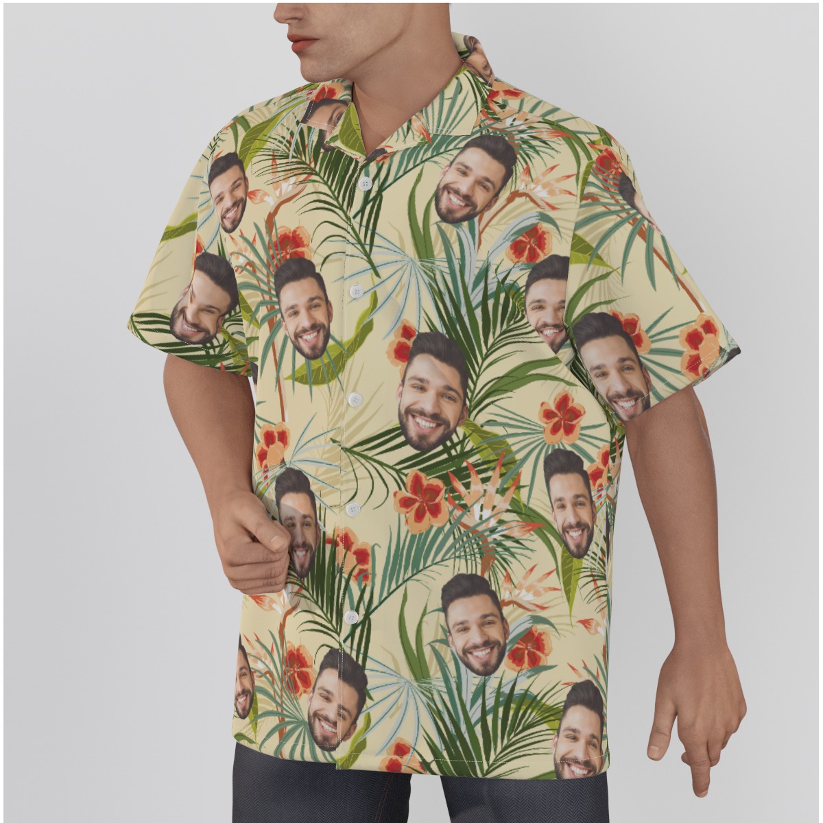 Vintage Men's Hawaiian Shirt With Custom Face