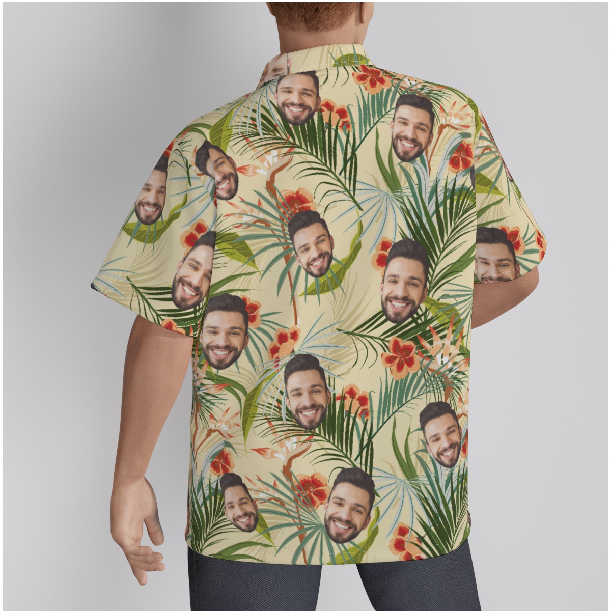 Vintage Men's Hawaiian Shirt With Custom Face