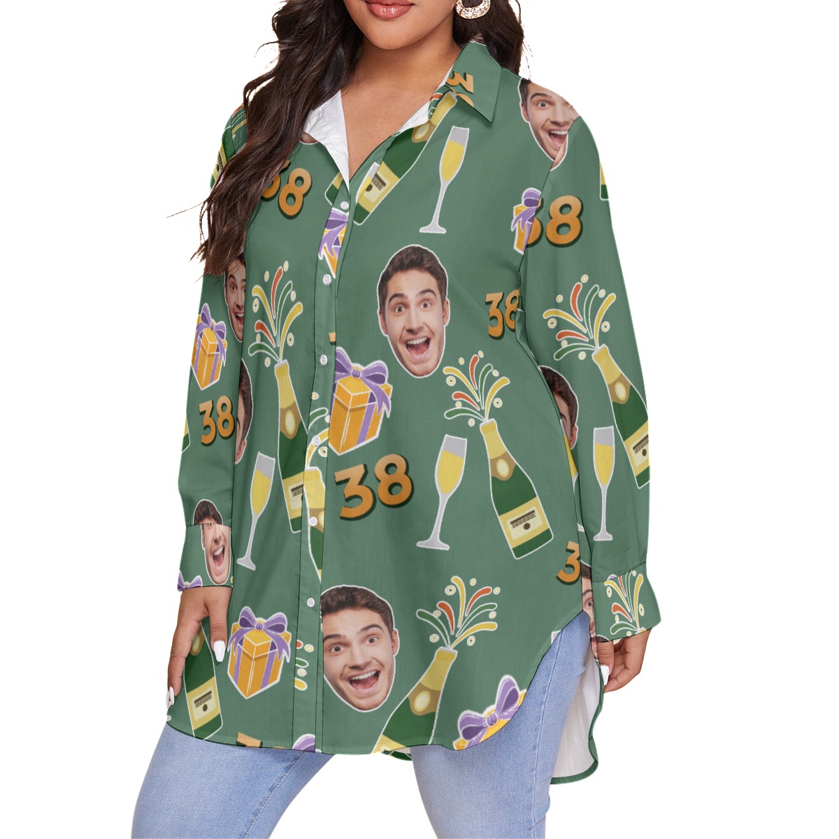 Custom Face Birthday Women's Plus Size Shirt