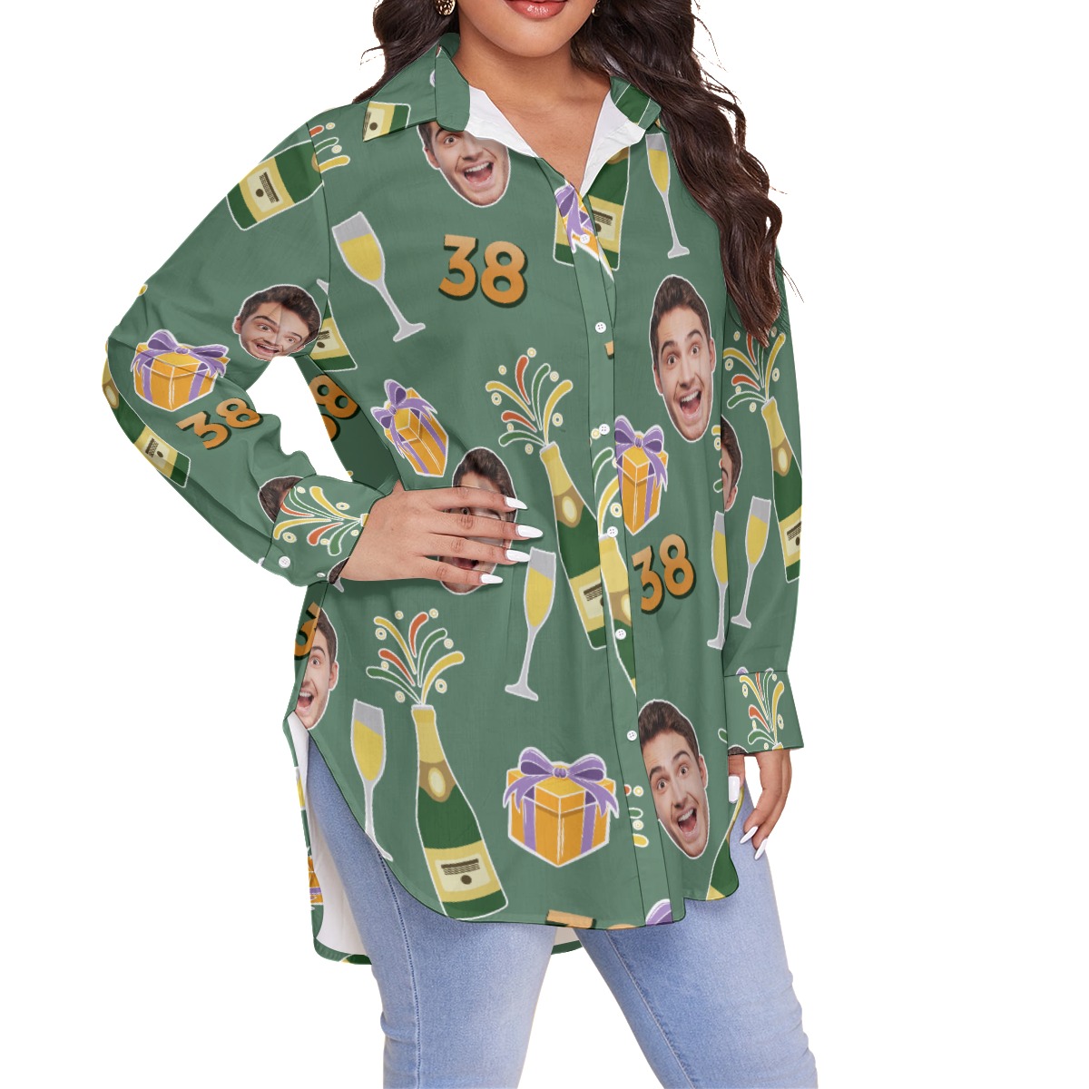 Custom Face Birthday Women's Plus Size Shirt