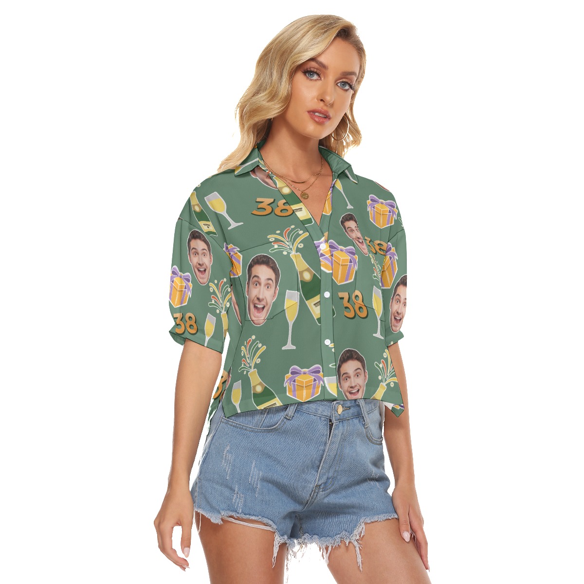 Custom Face Birthday Party Women's Crop Top Shirt