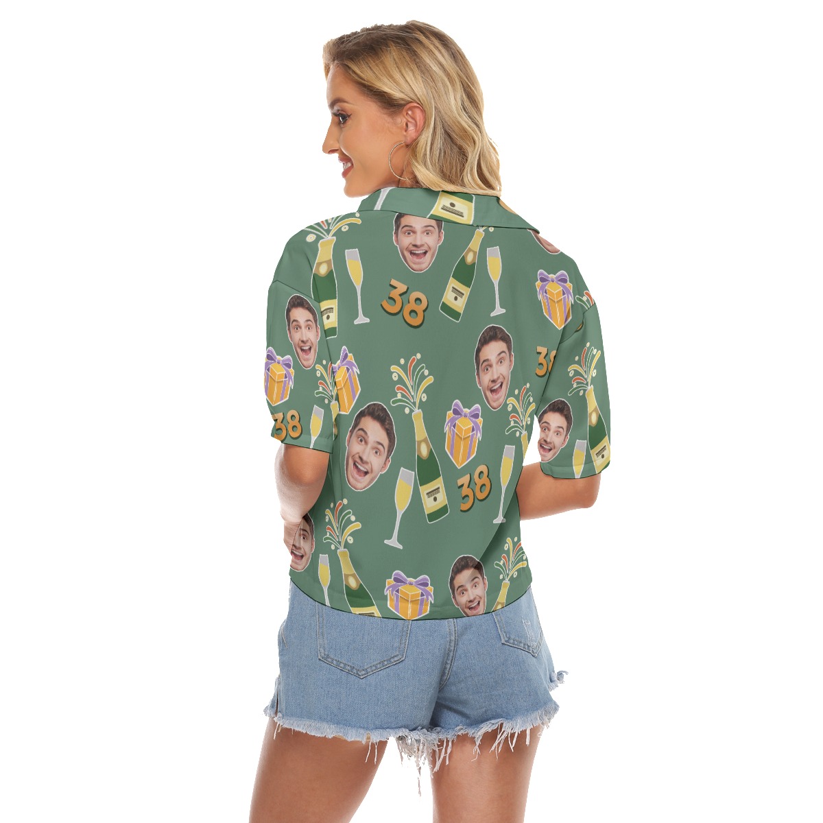 Custom Face Birthday Party Women's Crop Top Shirt