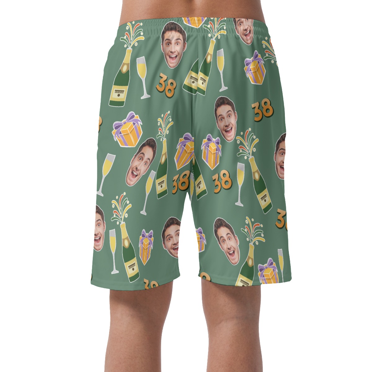 Custom Face And Age Birthday Hawaiian Summer Shorts For Men