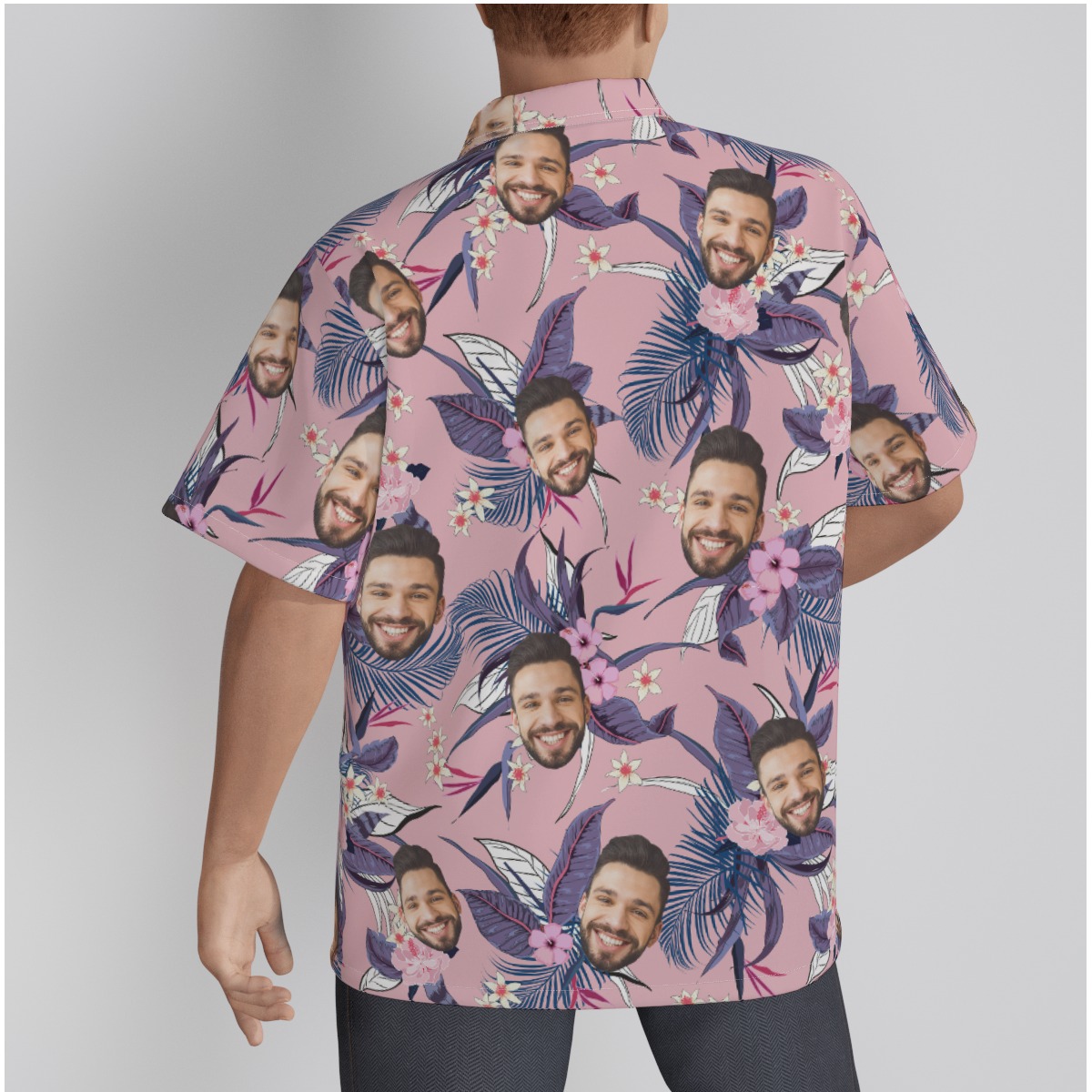 Pink Custom Face Men's Hawaiian Shirt