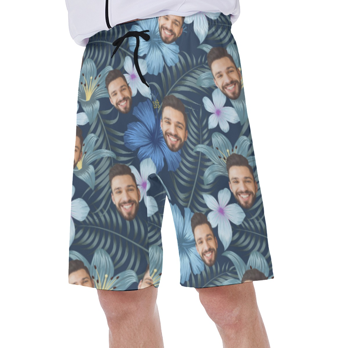 Funny Custom Face Floral Swim Trunks For Men