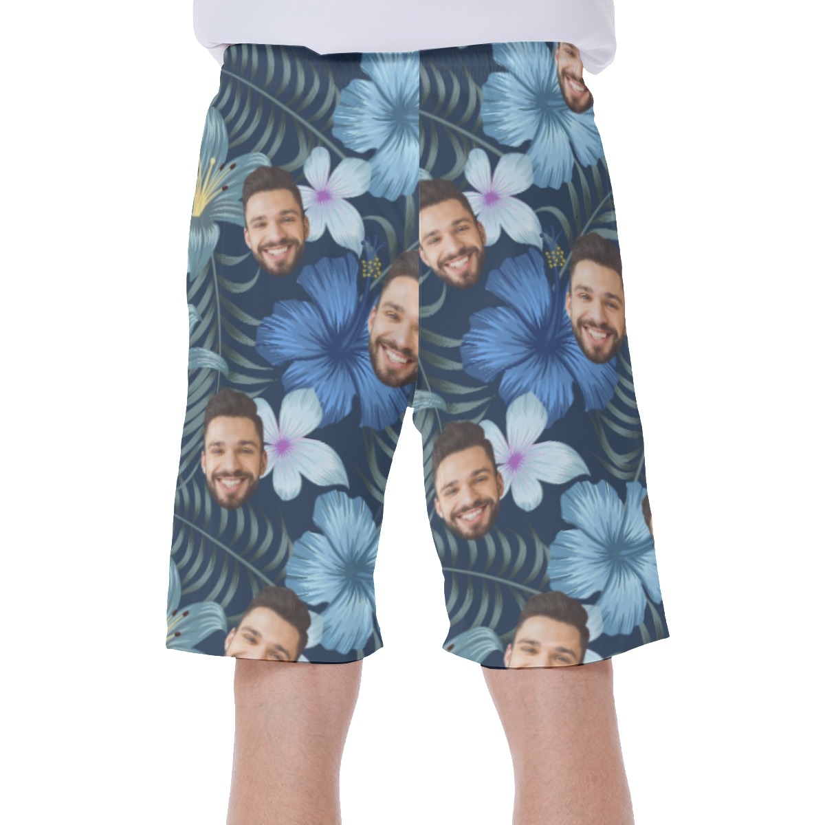 Funny Custom Face Floral Swim Trunks For Men