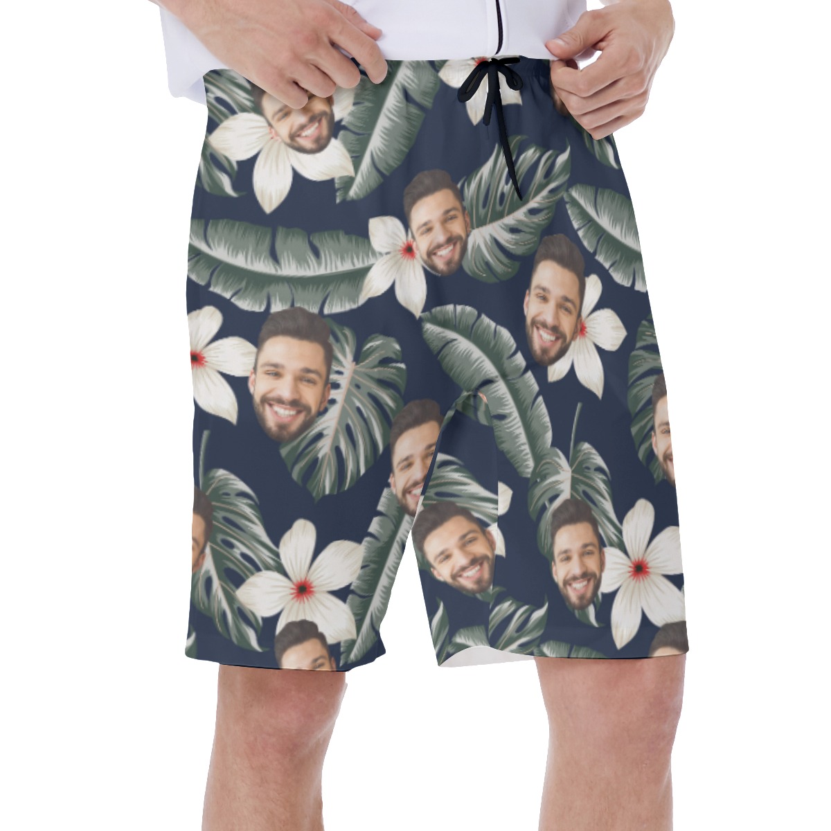 Cool Custom Face Hibiscus Men's Swimtrunk