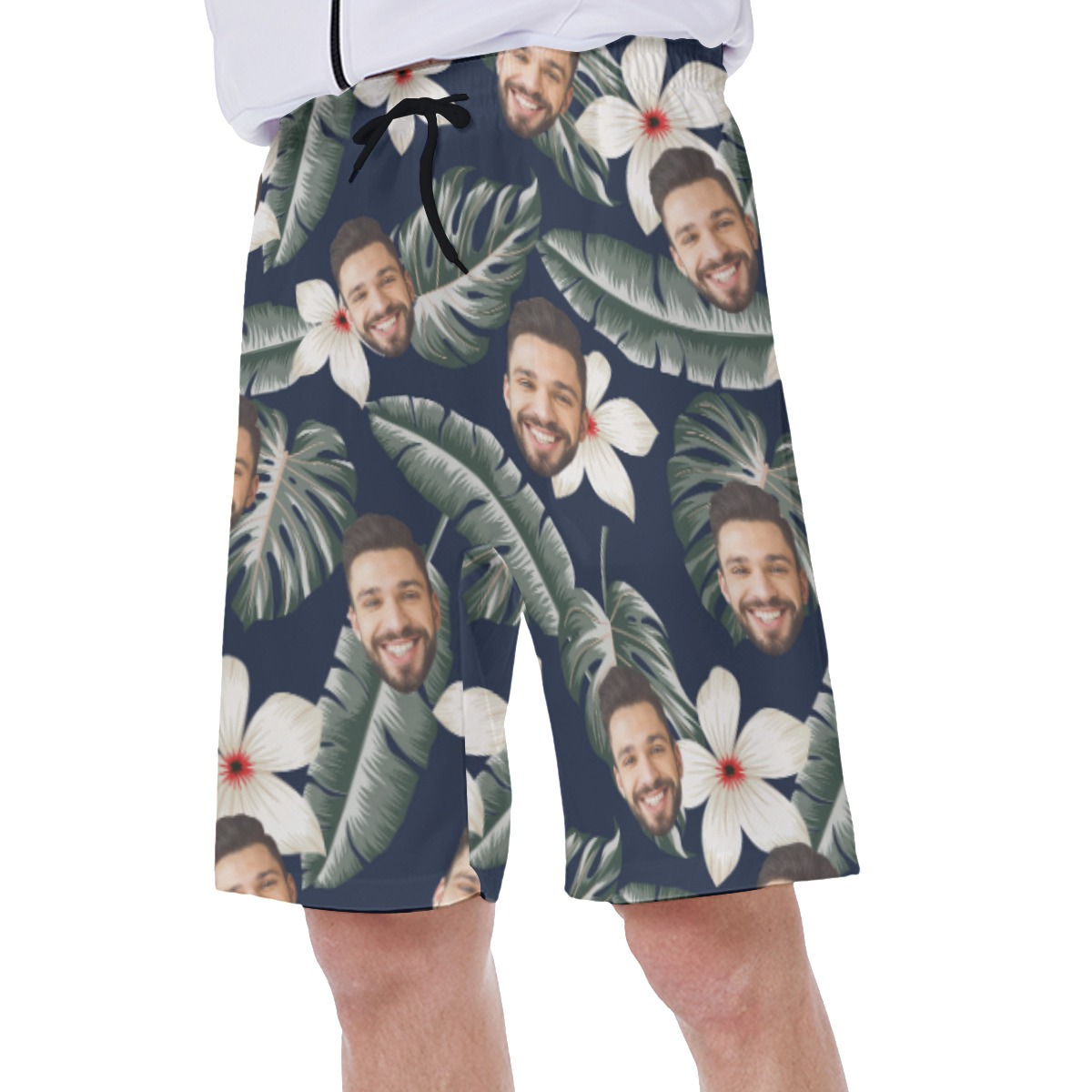 Cool Custom Face Hibiscus Men's Swimtrunk
