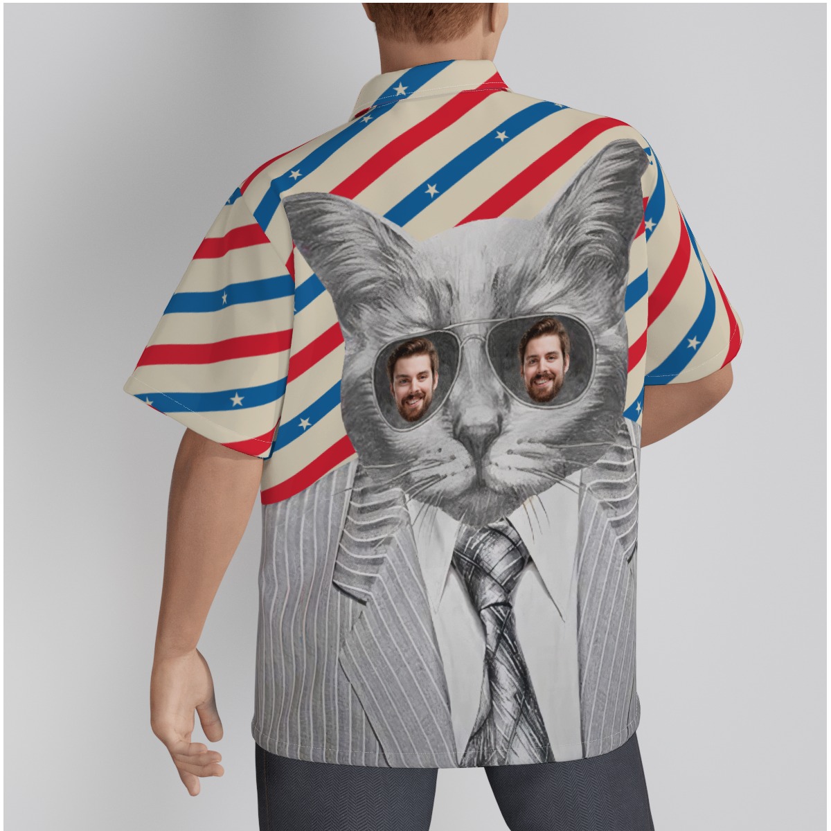 Funny Custom Face With Cat Hawaiian Shirt