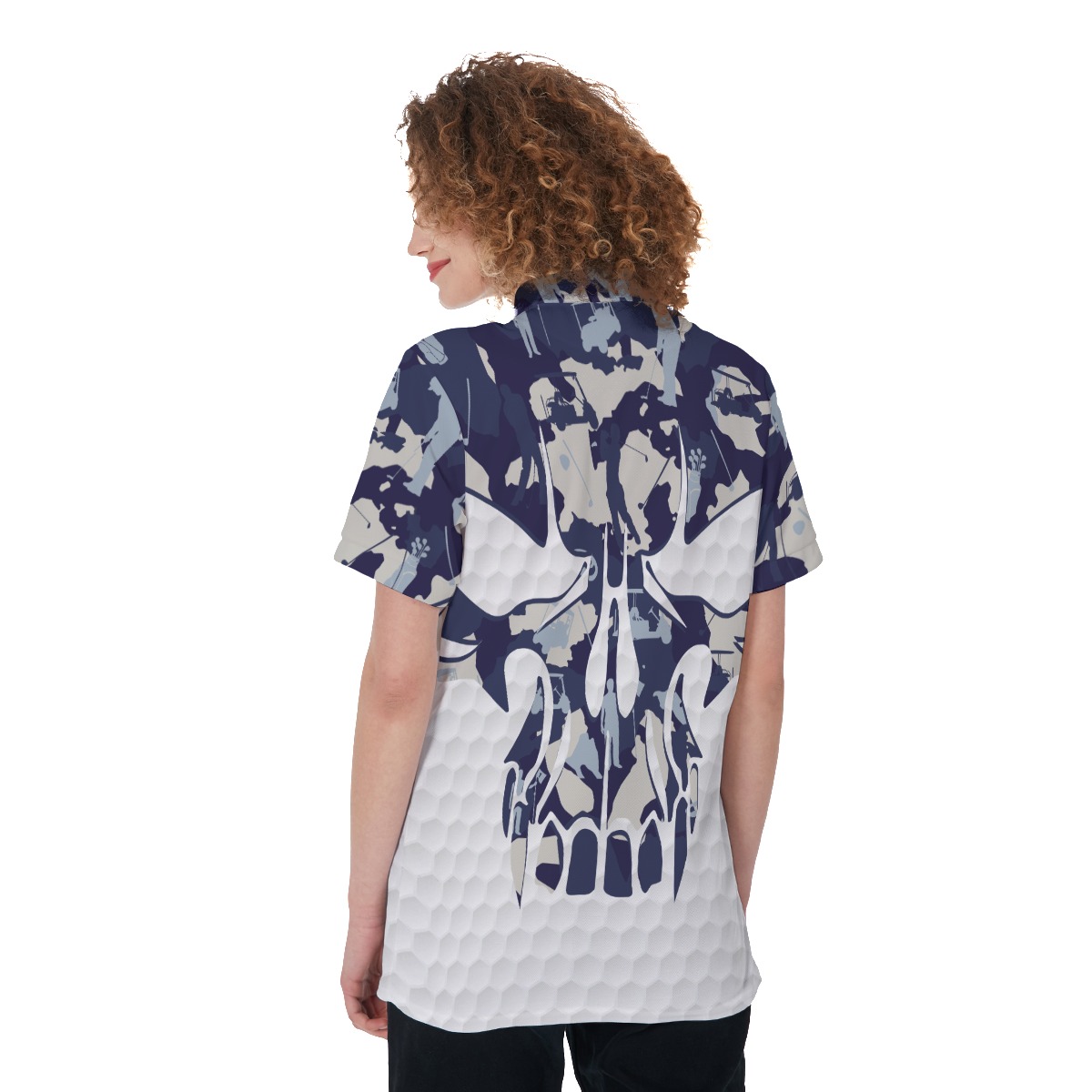 Women's Blue Skull Golf Shirt