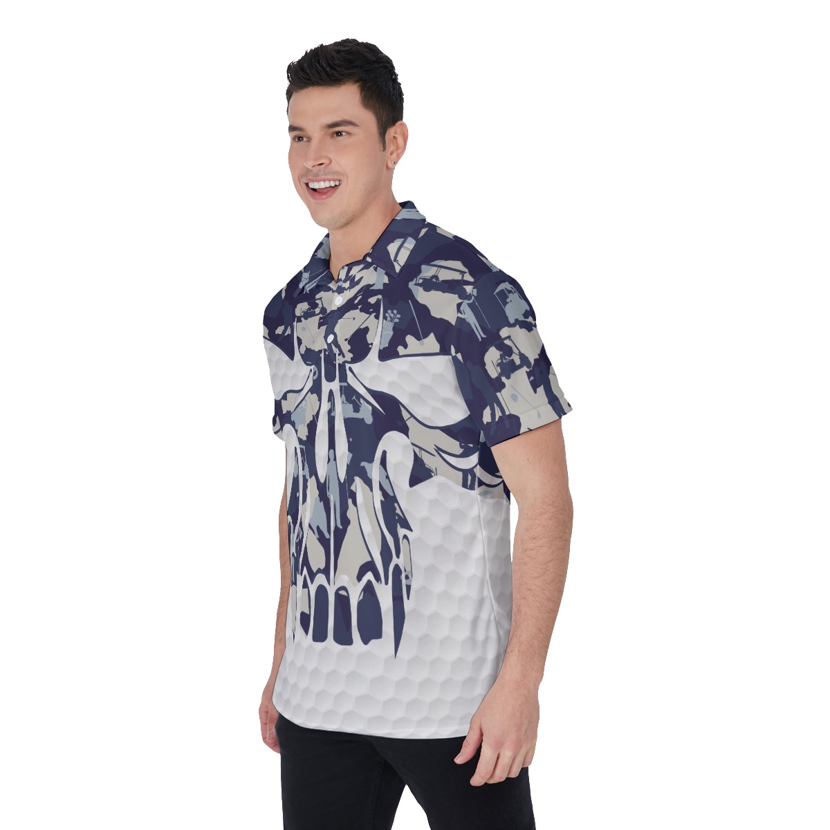 Blue Skull Golf Shirt For Men