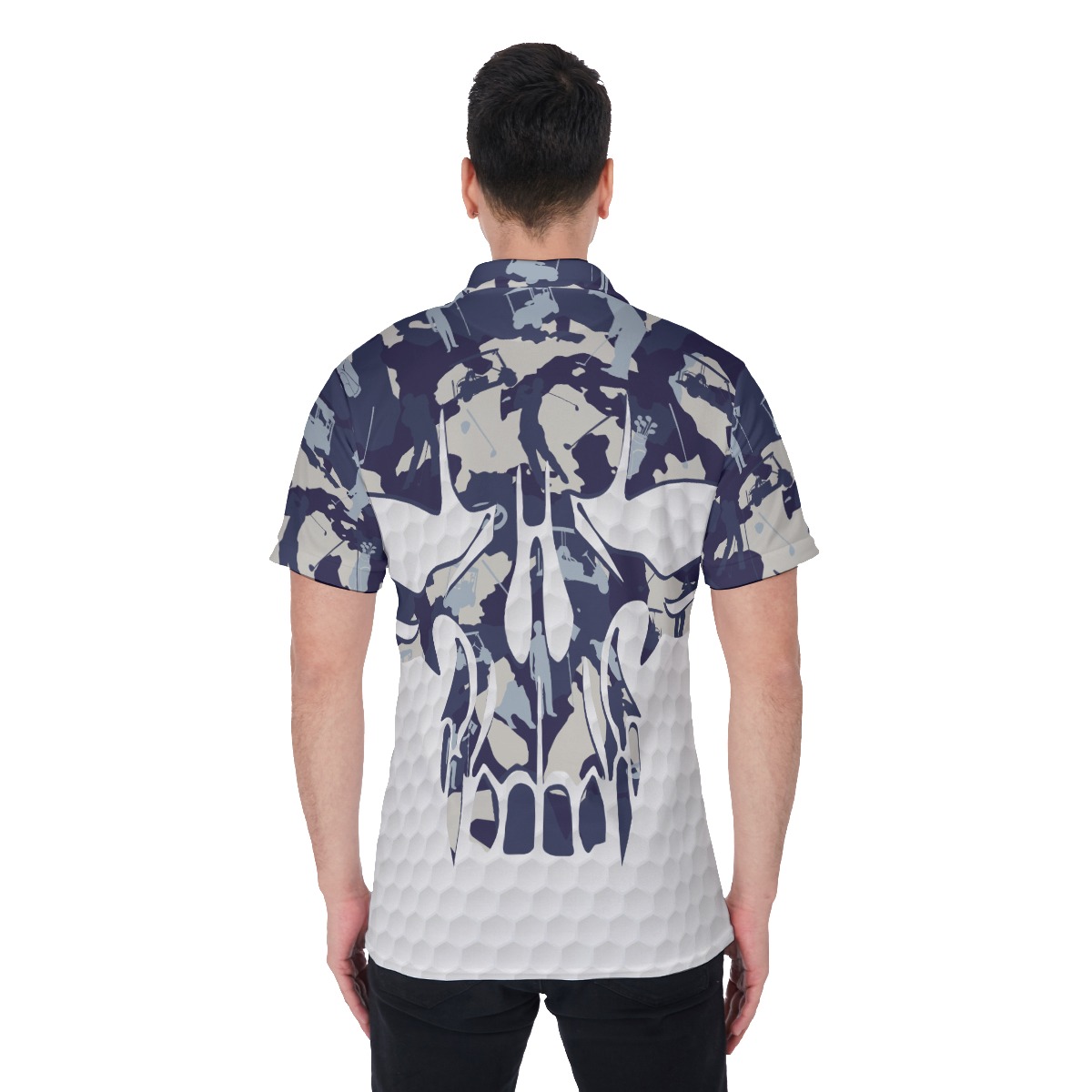 Blue Skull Golf Shirt For Men