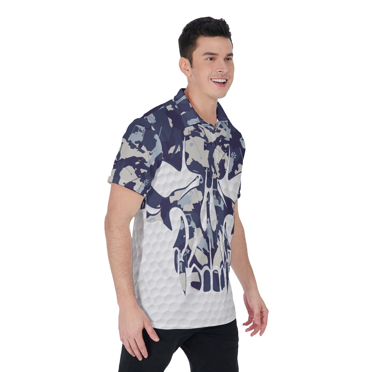 Blue Skull Golf Shirt For Men