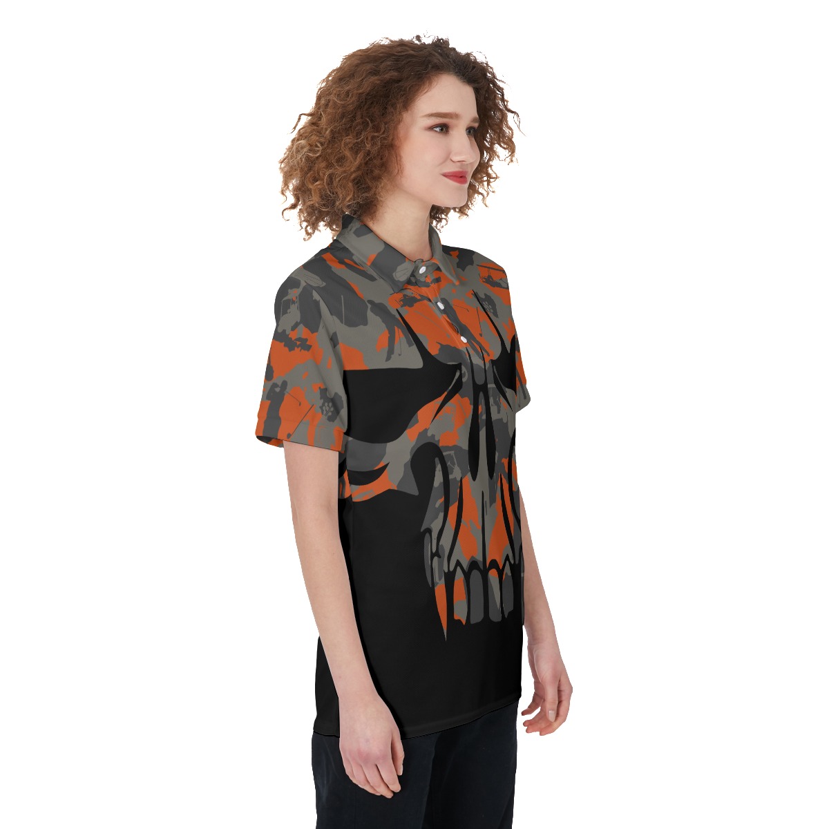Black Skull Golf Shirt For Women