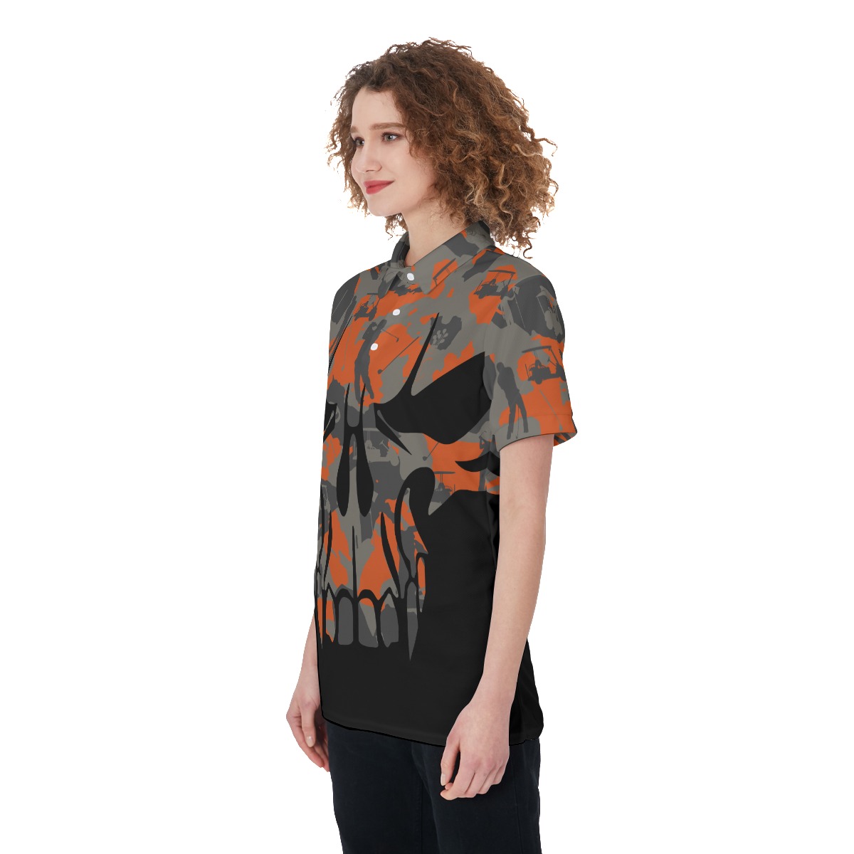 Black Skull Golf Shirt For Women