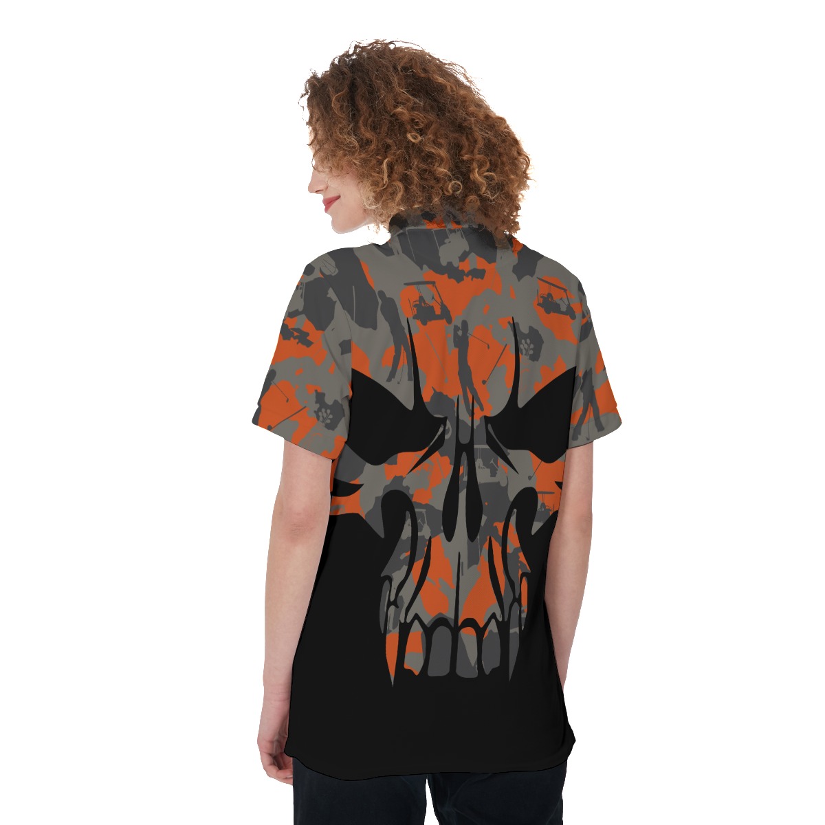 Black Skull Golf Shirt For Women