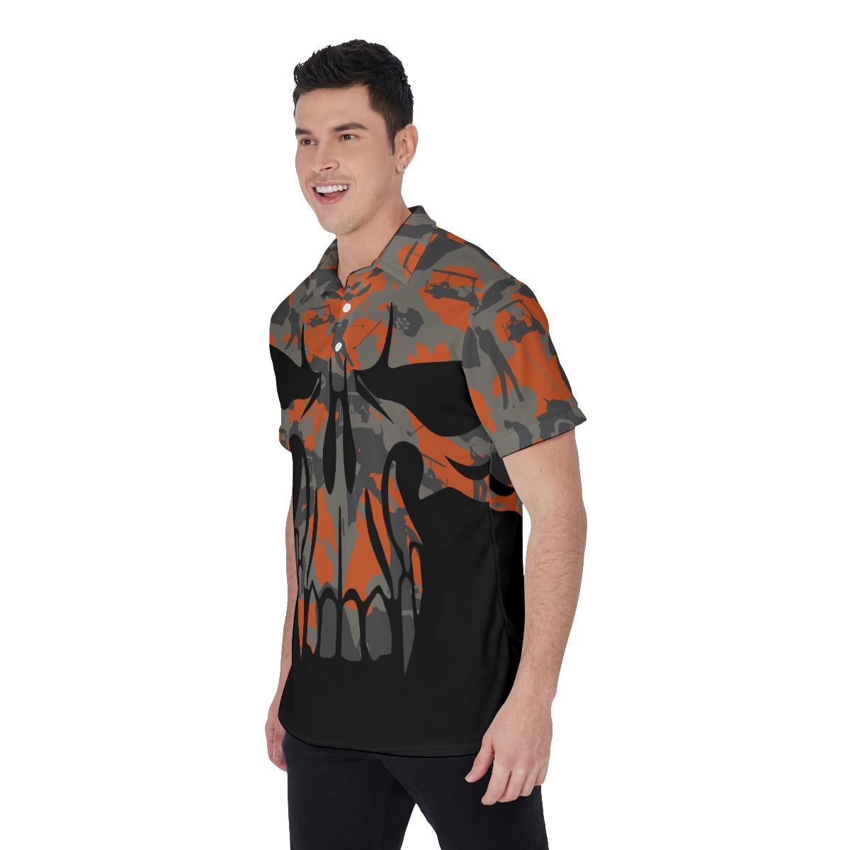 Camo Skull Black Men's Golf Shirt