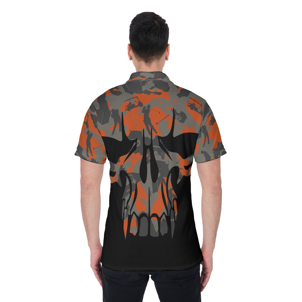 Camo Skull Black Men's Golf Shirt