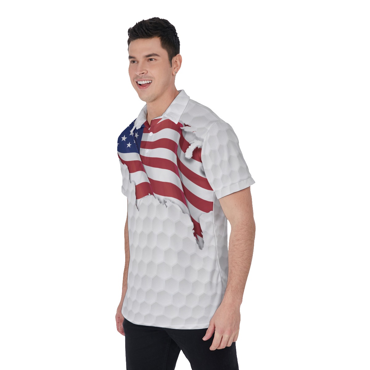 The Golf Father Patriotic Men's Hawaiian Polo Shirt