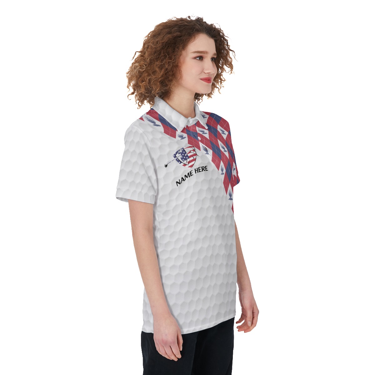 Custom Name Patriotic Women's Golf Shirt