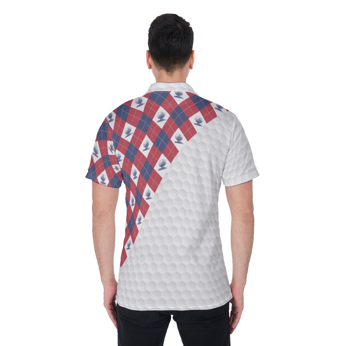 Custom Name American Flag With Golf Argyle Pattern Polo Shirt