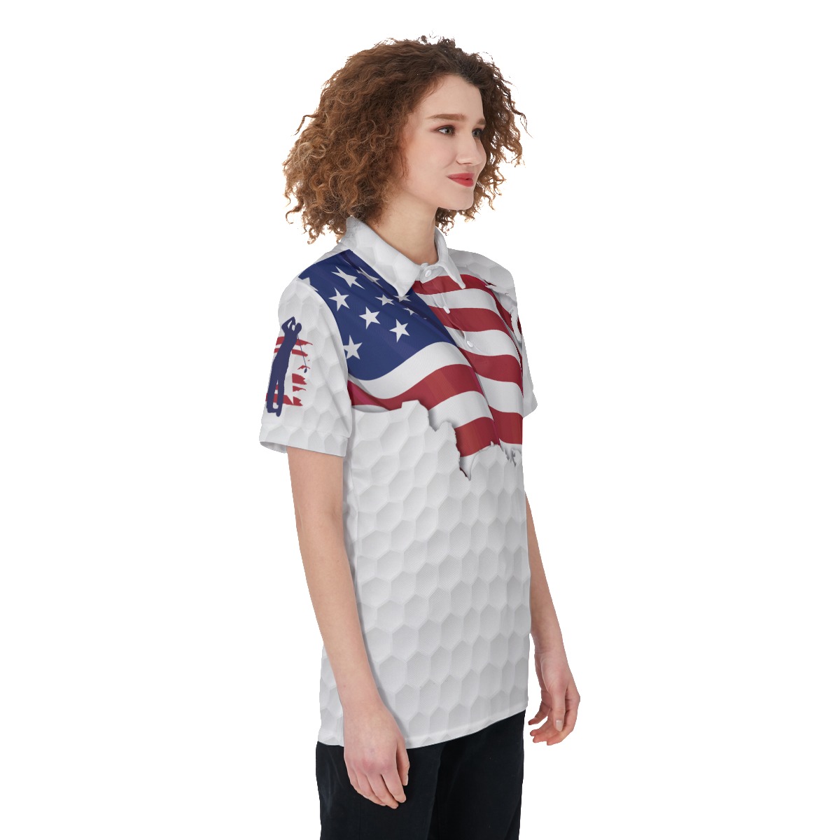 Funny The Golf Father American Flag Women's Polo Shirt