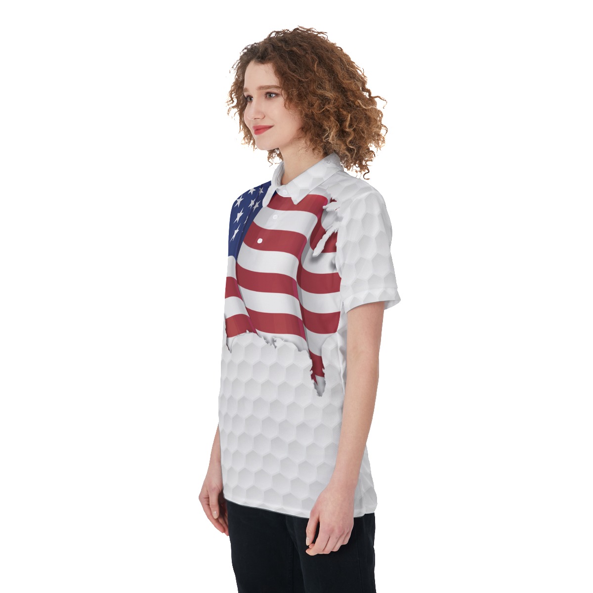 Funny The Golf Father American Flag Women's Polo Shirt
