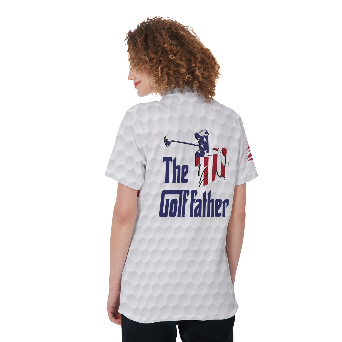 Funny The Golf Father American Flag Women's Polo Shirt