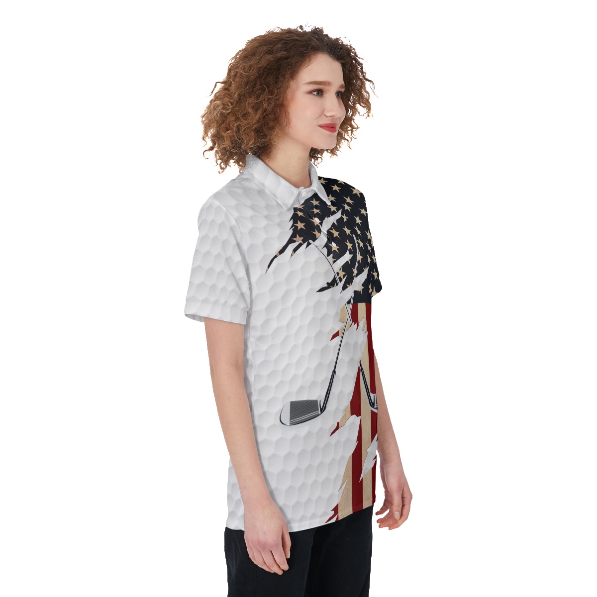 Women's Vintage American Flag Golf Shirt