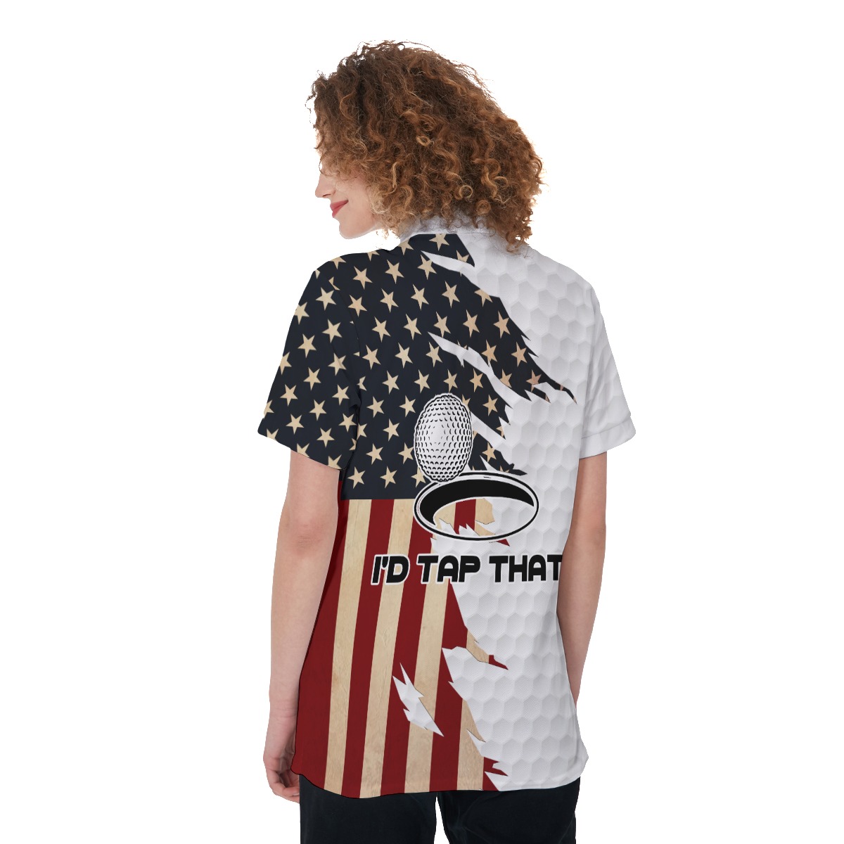 Women's Vintage American Flag Golf Shirt