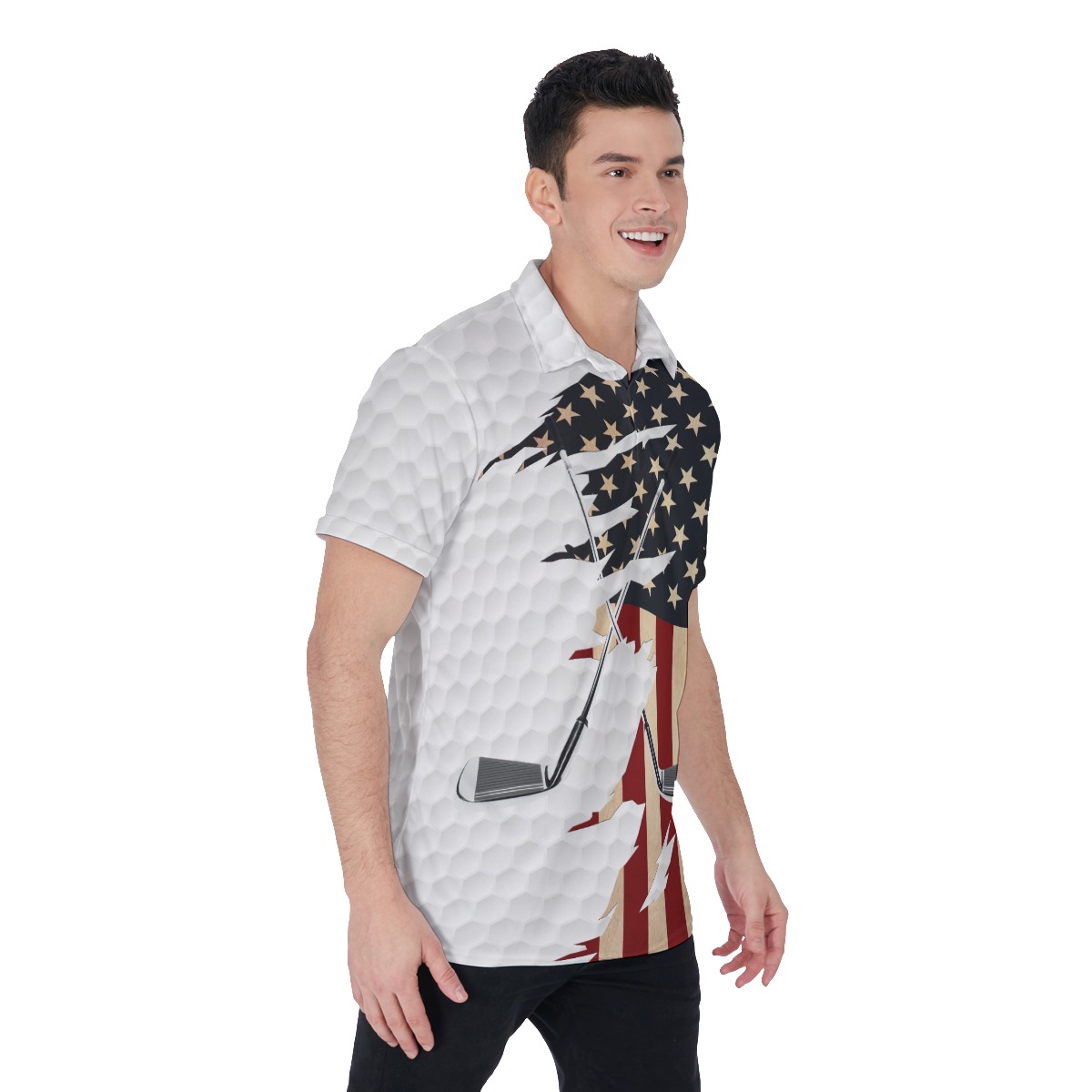 Vintage Amarican Flag Men's Golf Shirt