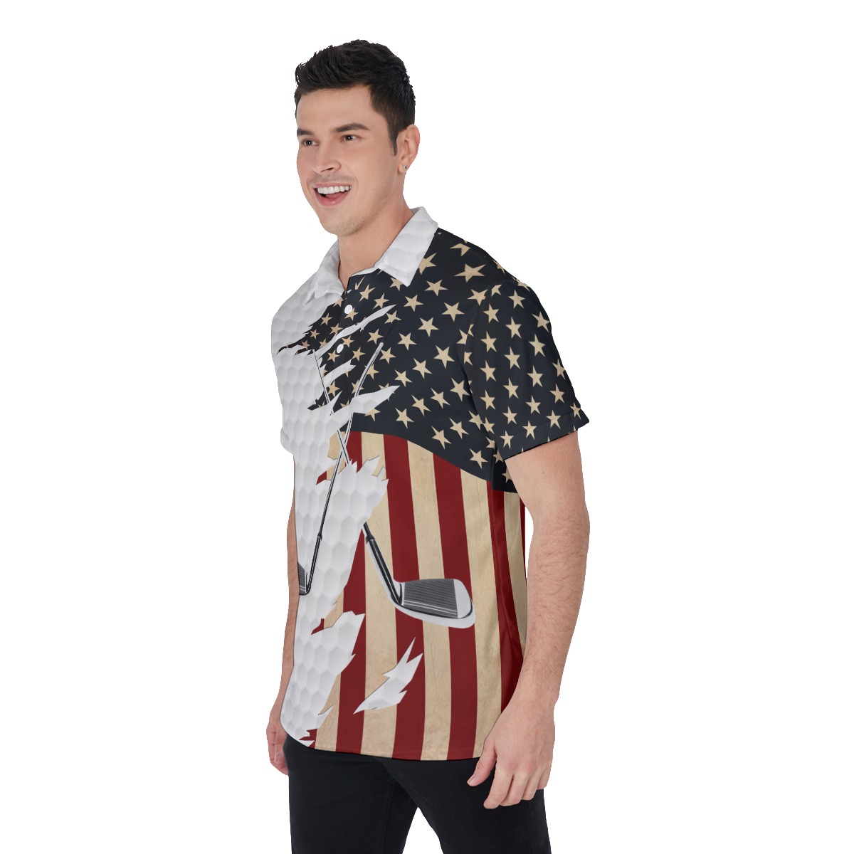 Vintage Amarican Flag Men's Golf Shirt