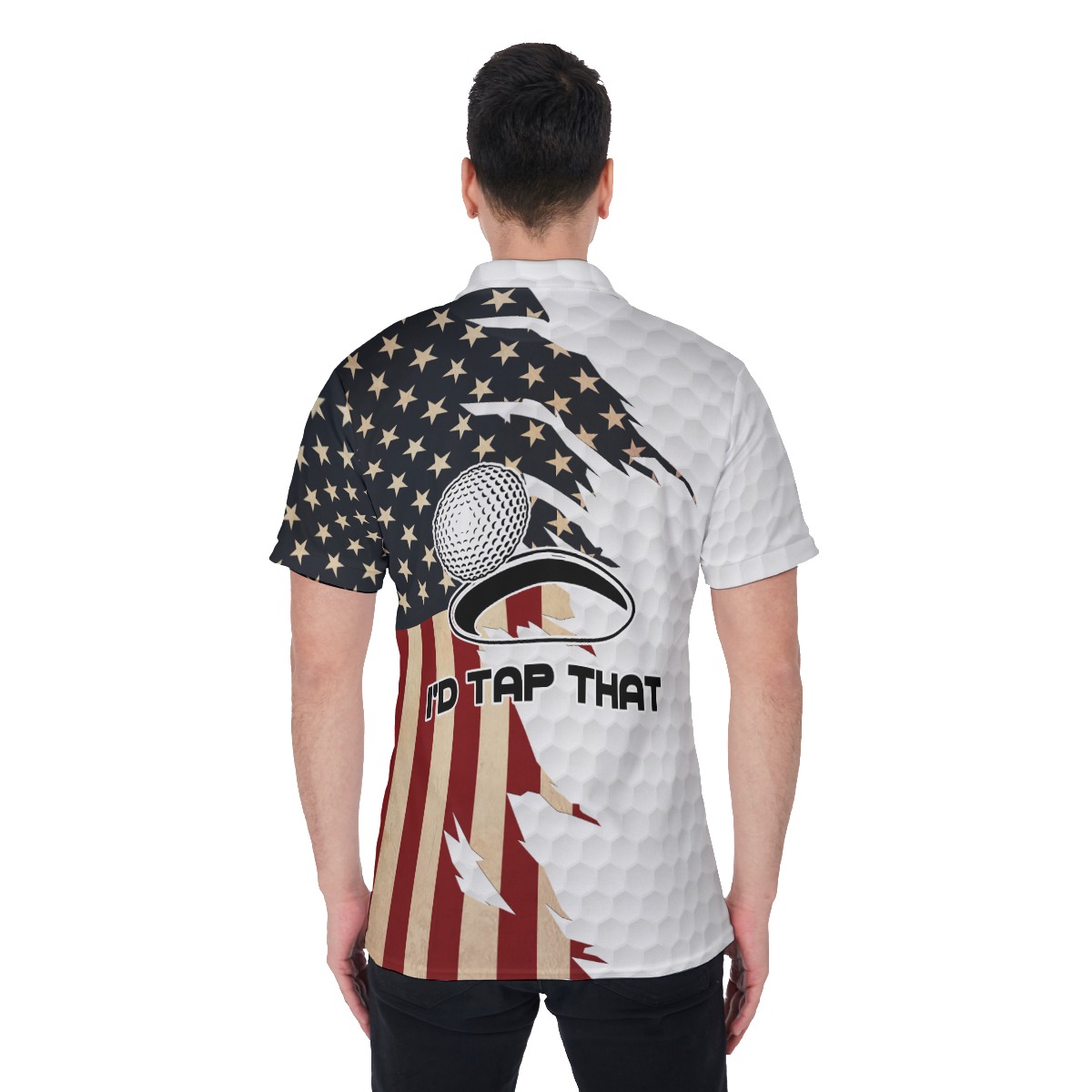 Vintage Amarican Flag Men's Golf Shirt