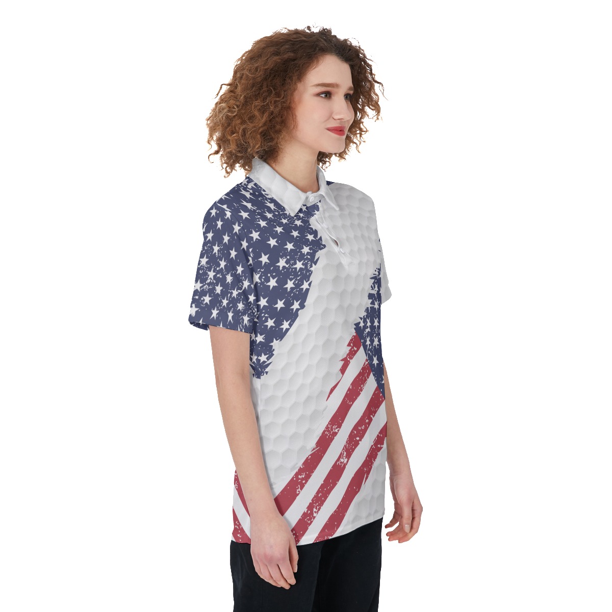 American Flag Women's Golf Shirt